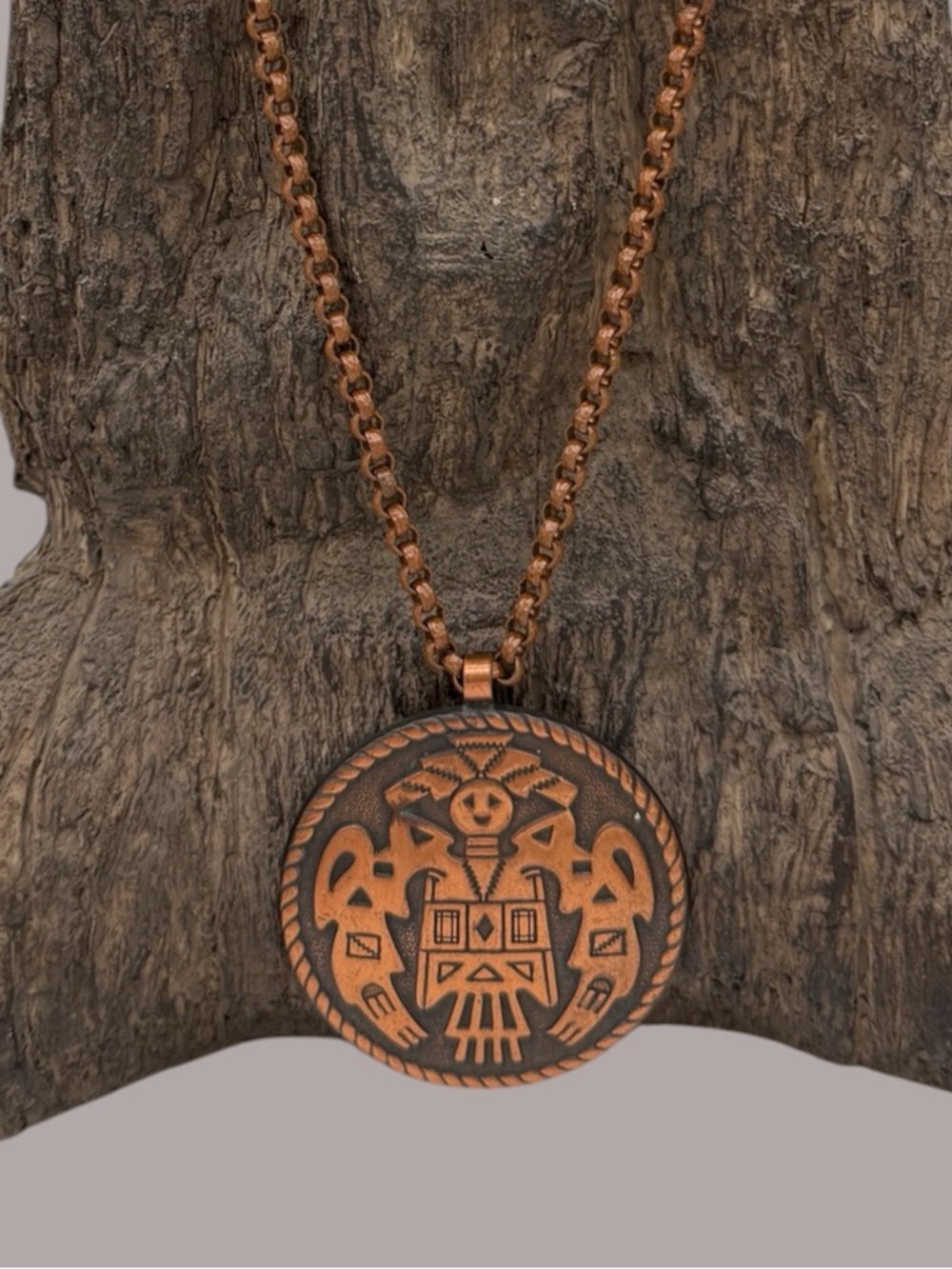 Copper Round Tribal Pendant Necklace